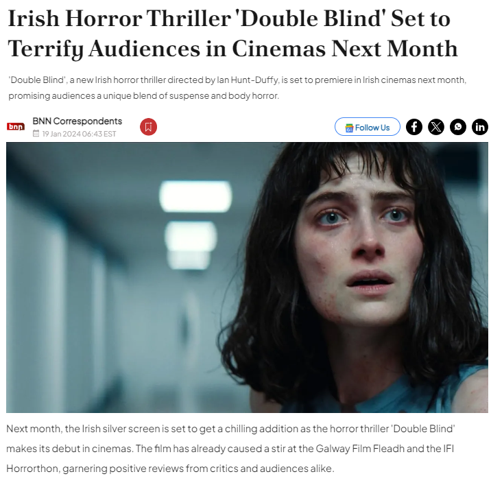 Irish Horror Thriller 'Double Blind' Set to Terrify Audiences in Cinemas Next Month